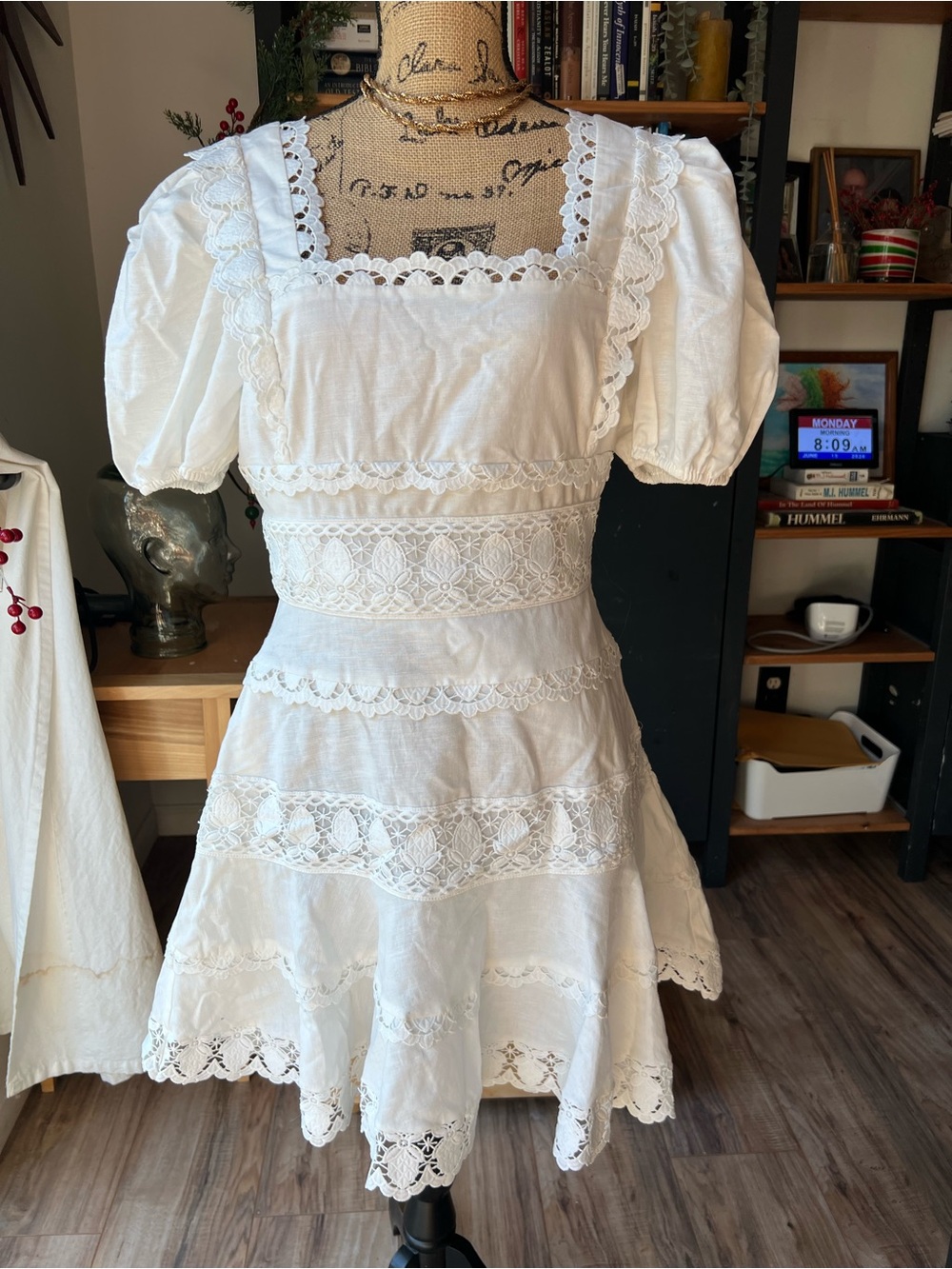 Endless Rose White Lace Tiered Puff-Sleeve Mini Dress